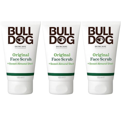 BULLDOG SKINCARE - Exfoliante facial original para hombre, exfoliante de cáscara de almendra, 125 ml, paquete de 3