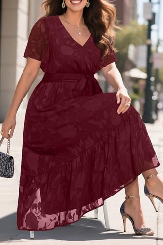 Image of Pinup Fashion Plus Size Wedding Guest Formal Cocktail A Line Long Dress