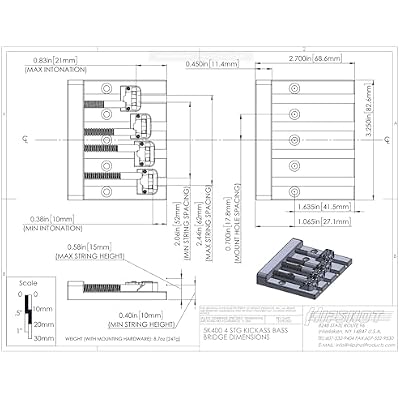 Hipshot KickAss High-mass Bass Bridge for 5 -bolt Fender، Gold