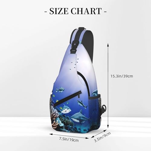 Mochila tipo bandolera con estampado de tiburón y mar miniatura 3