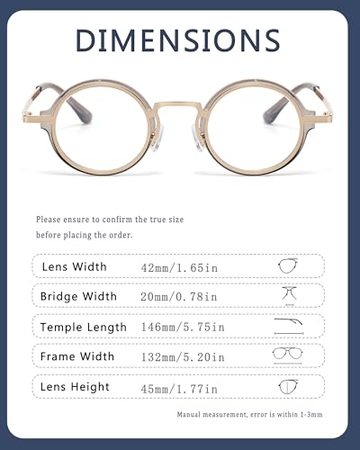 Image of Classic Round Glasses for men women Circle Blue Light Eyeglasses Hippie Style Non Prescription Eyewear