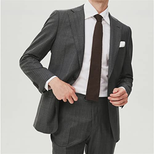 Dark Grey Men's Suit Set Stripe Men Suits Casual Business Slim Blazers Fit Spring Jackets3