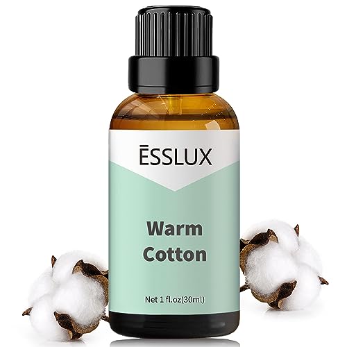 Warm Cotton Fragrance Oil – ESSLUX Aromatherapy Essential Clean Scented Oils for Diffuser, Massage, Soap, Candle Making Scents, Perfume, Home Fragrance, 30 ml