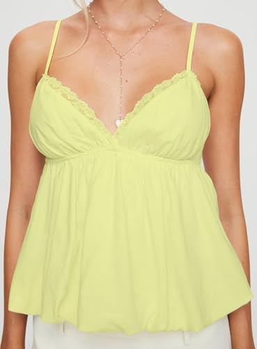 Women Lace Trim Ruffle Cami Vest Solid Color V Neck Sleeveless Shirts Tunic Crop Top Summer Casual Basic Tanks2