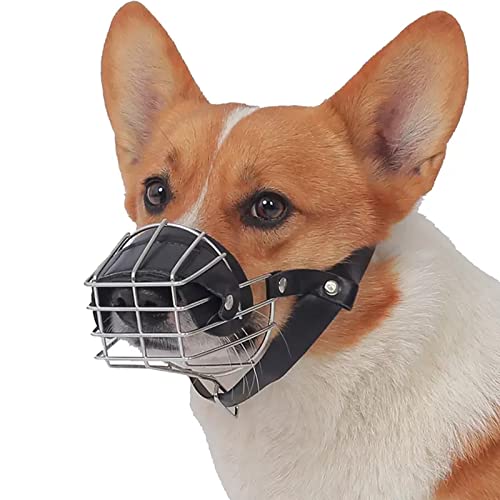VVPONMEIQS Metall Maulkorb für Hunde, Schwarz, Edelstahl, XL (25-40 kg)