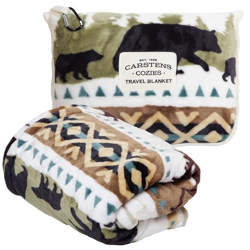 CARSTENS, INC. Travel Blanket, Premium Compact 2-in-1 Airplane Blanket/Pillow, Hidden Lake