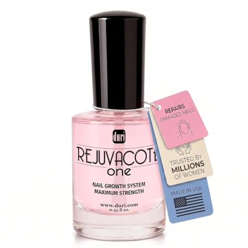 Duri Rejuvacote 1 Original Maximum Strength Nail Growth System Base and Top Coat - Nail Hardener Repair Chipping Strengthen Breaking and Brittle Treatment, by Duri Cosmetics (Pack of 1)
