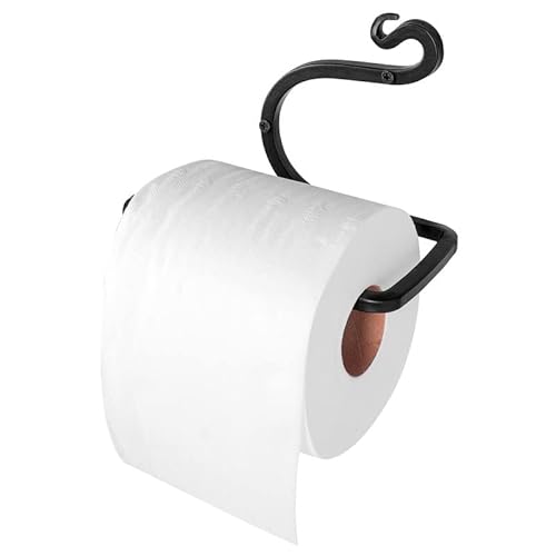 Stur-De Wrought Iron Toilet Paper Holder - Rustic Toilet Paper Holder Wall Mount Tissue Holder For Bathroom, Toilet Paper Roll Holder For Farmhouse Style Homes & Vintage Houses - Black, 6 X 4.4 Inches #TOP16