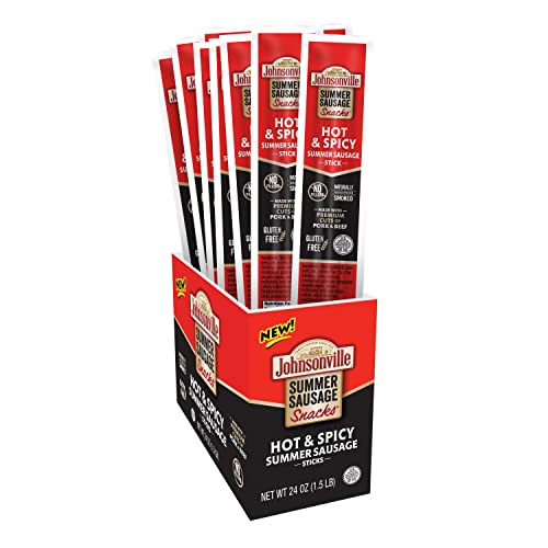 New! Johnsonville Hot & Spicy Summer Sausage Sticks, 1-Ounce (24-Count) - Meat Snack From The #1 Sausage Brand In The U.s., Made With Premium Cuts Of Meat, Naturally Smoked, Good Source Of Protein #TOP1