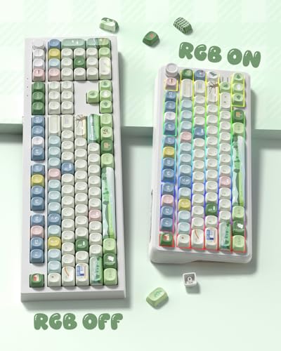 Image of MOA Profile Farm Theme PBT Keycaps Set, 133 Keys Cute Rainbow Custom Keyboard Keycaps for Mechanical Keyboards, Dye-Sublimation, Compatible with 60%, 65%, 75%, 100% Layout