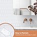 Vamos Tile Upgraded Thicker Design Backsplash Tile Peel and Stick, 10-Sheet Grayish White with Gray Grout Long Hexagon Self Adhesive Wall Tiles Stick On Backsplash for Kitchen Bathroom RV Fireplace