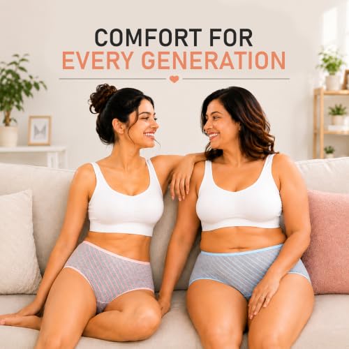Image of Chic 100% Cotton Harmony Stripe 04 Set of 3 Panty for Women | Women's Cotton Antibacterial Brief Underwear | Soft & Breathable Fabric | Available in Plus Size