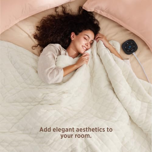 Image of Bedsure Quilted Heated Blanket Twin, Warm Filled Electric Blanket, Ivory