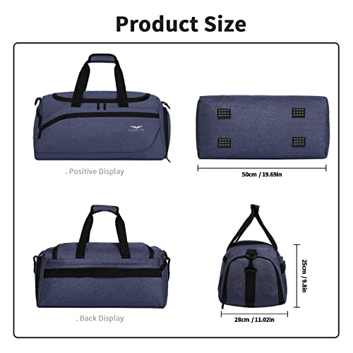 Fioretto 35L Mens Sports Gym Bag With Wet Pocket & Shoe Compartment,Travel Duffle Bag Overnight Bag With Padded Shoulder Strap, Water-Resistant Sports Holdall For Swimming, Basketball Navy Blue #TOP2