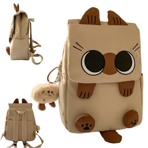 Cartoon Backpacks, Siamese Cat Cute Backpack with Chic Pendant Y2K Kawaii Large Capacity School Bag for Travel, Work, or Casual Outings, Halloween Decorations2