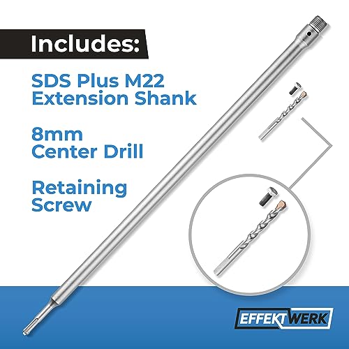 EffektWerk, SDS Plus Extension Shaft for Hollow Drill Bit, Large Connecting Rod 600mm Long W/ M22 x 2.0mm Thread - Image 2