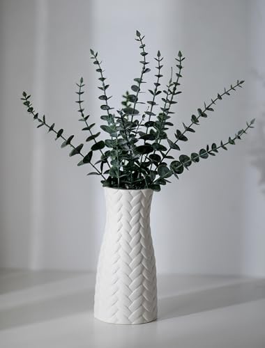 NUPTIO Blanc Ceramique Vase Decoratif: 22cm Boheme Séchées Pampa Fleurs Vases pour Chambre Salon Bureau Maison - Moderne Centre de Table pour Interieur...
