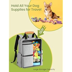 Dog Travel Bag, Airline Approved Organizer Backpack with Multi-Function Pockets, 25L Accessories Set with 2 Food Storage Containers, 2 Foldable Bowls for Weekend Dog Travel Bag Airline Approved Organizer Backpack with Multi Function Pockets 25L Accessories Set with 2 Food Storage Containers 2 Foldable Bowls for Weekend