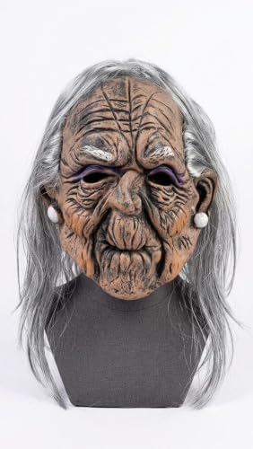Generic Old Man Witch Mask with Grey Hair - Image 2
