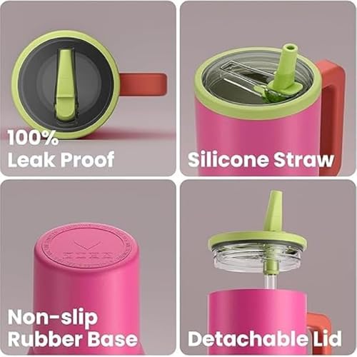 Image of 1200ML Stainless Steel Tumbler with Handle & Flip Straw | Leak Resistant, Insulated Water Bottle with Rubber Base | Travel, Gym & Car Cup Holder Friendly (Orchid)