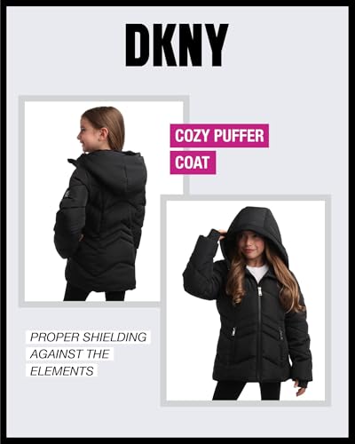 DKNY Girls' Winter Coat - Sherpa Fur Lined Heavyweight Quilted Puffer Parka - Insulated Winter Ski Jacket for Girls (4-16)4
