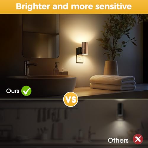 Image of L LOHAS LED Night Light, 2 Pack Night Lights Plug into Wall, Automatic Dusk to Down Nightlight, 3000K Soft White 0-100LM Dimmable Modern Nightlight for Kids Bedroom Hallway