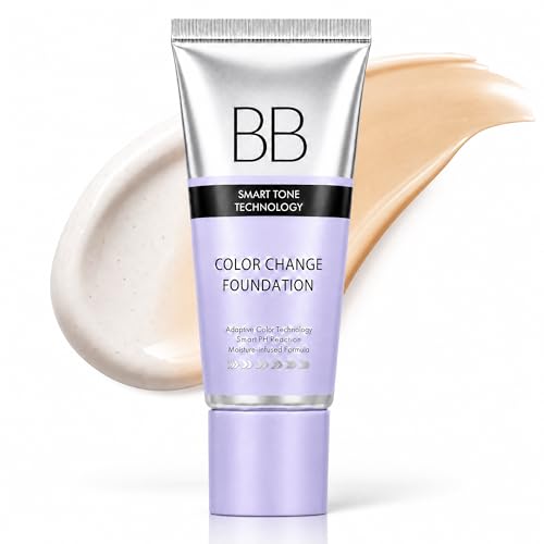 BB Cream, Smart PH Reactance BB Cream Tinted Moisturizer Long Wear, Skin Care Protection Concealer Adaptive Color Change Foundation, Face Makeup for Perfect Cover Finish 1.23 oz, 01 Natural
