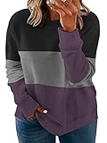 VISLILY Oversized Sweatshirts for Women Plus Size Color Block Tops B 18W