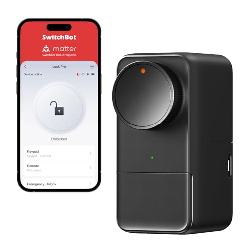 SwitchBot Smart Lock Pro - Smartes Türschloss, Elektronisches Türschloss für die Vordertür, Schnell an dem vorhandenen Türriegel installiert, Türöffner per App, Alexa, Google - Hub erforderlich