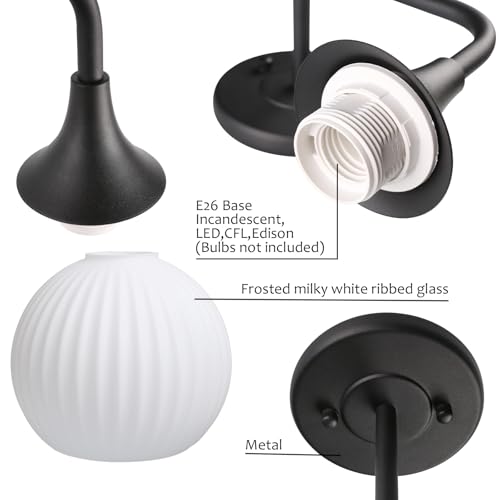 Image of Pathson 2-Lights Milky Globe Wall Sconce Light, Striped Glass Bathroom Wall Vanity Lamp for Mirror, Hardwired Vintage Wall Sconce Lighting for Wall Painting Living Room Bedroom Farmhouse