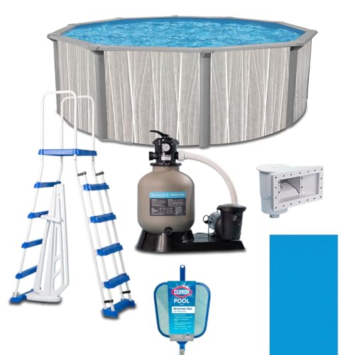 WaterThat Steel Frame Above-Ground Pool Kit, DIY Family Size Backyard Pool with Sand Filter Pump, Ladder, Liner, Skimmer, and Net (Ashland, 24' x 52