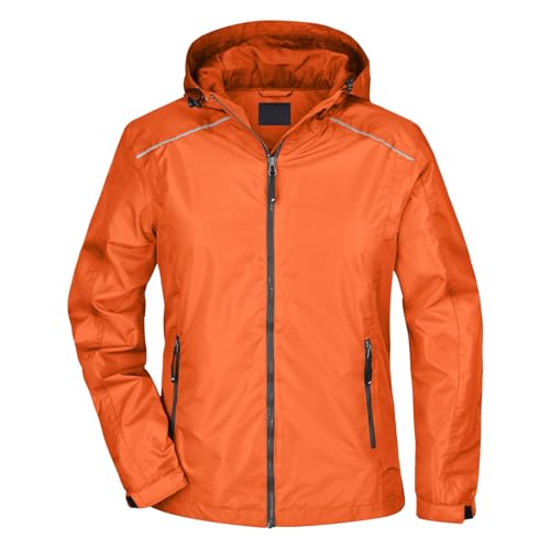 Roughtex Damen Regenjacke Die mit dem Hund geht – reflektierender Rückendruck – 3000 mm Wassersäule, versiegelte Nähte – Geschenkidee für Hundehalterinnen – taillierter Schnitt Orange XL