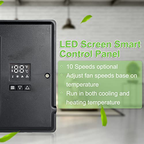 Ipower 10 Inch Register Booster Fan With Thermostat, High Velocity Ventilation Fans With 10 Gear Wind Speed Switch And High Precision Thermal Probe, Black #TOP2