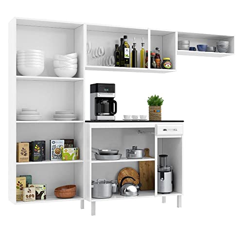 Cozinha Completa Telasul Rubi de Aço 4 Peças Paneleiro+Armário+Gabinete+Nicho COZ97 Cor Branco