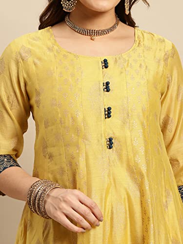 Image of rangita Off White Chanderi Calf Length Printed Flared Kurti for Women | Kurta for Women