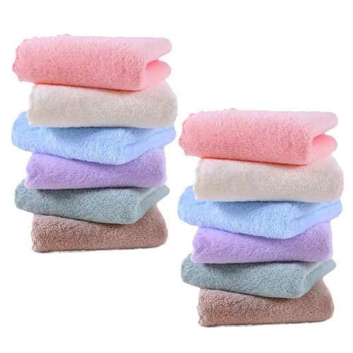Soft Baby Washcloths, Gentle Face and Bath Towels, 12 Pack Coral Fleece Hypoallergenic and Quick-Drying – Auroly