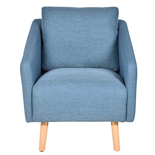 RASIKA SHOP Wood Fabric Upholstered Accent Leisure Arm Chair Cushion Living Room