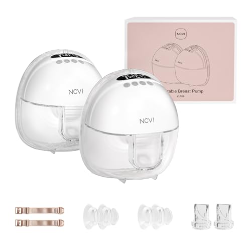 NCVI Elektrische Milchpumpe Tragbar Freihändig, Leise Milchpumpe elektrisch mit USB-Aufladung, 4 Modi 9 Stufen für unterwegs & Reisen, Weiß (2Packs)