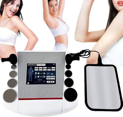 ZHLINGQ Máquina De Terapia De Ondas De Choque, Máquina De Diatermia con Tecarterapia De 300 a 448 Khz con Placa Negativa Y 8 Cabezales De Trabajo, 10 Zonas Corporales a Elegir/4 Modos Ajustables