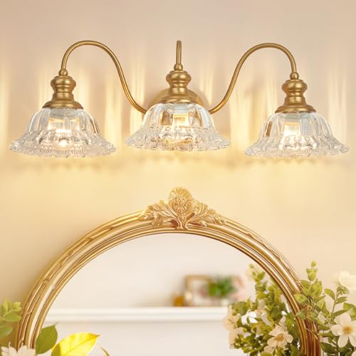 Image of 3 Lights Gold Vintage Bathroom Vanity Light Fixture