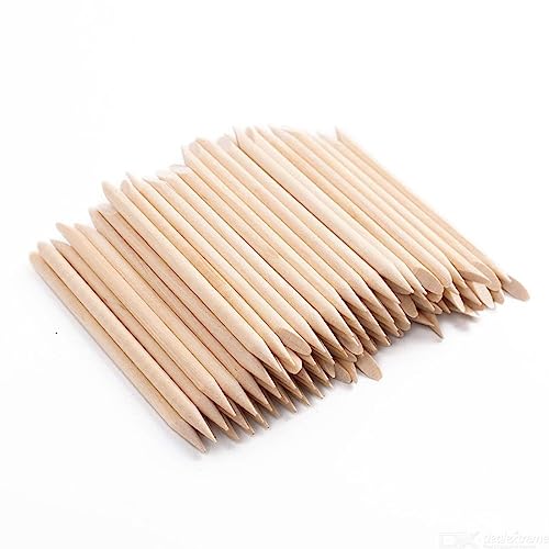 I-BLINK Professional 24 pcs Orange Wood Stick Set for Cuticle Pusher Remover and Nail Art – Essential Tools for Precise Nail Care and Design – Set of 24 Sticks