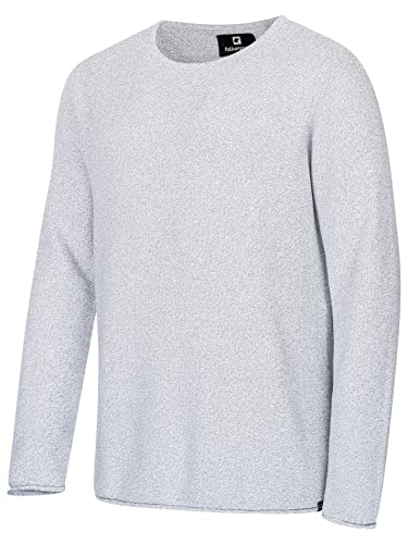 FALKENSTEJN Herren Strickpullover Feinstrick Pullover aus 100% Baumwolle in Mehreren Farben (hellgrau, L) Cover