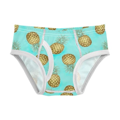 ODAWA Gold Pineapples Turquoise Soft Cotton Underwear Tagless Toddler Underwear 2T