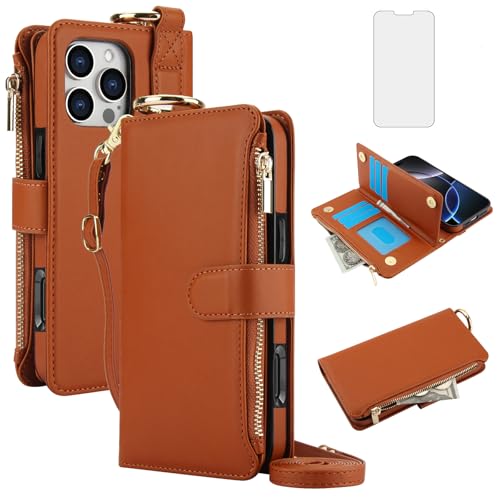 Coque iPhone 16 Pro portefeuille RFID avec porte-cartes et protection écran
