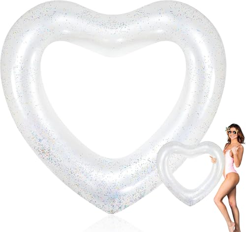 Flotador hinchable con forma de corazón, 120 cm, para adultos, para piscina, playa, fiesta, color blanco
