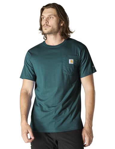 Carhartt Men's Force Relaxed Fit Midweight Short-Sleeve Pocket T-Shirt, Greenstone, X-Large Tall