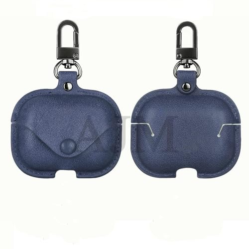 Image of AJM 360 Protection Shockproof Design Leather Case Compatible with Apple Airpods Pro 3 (Navy Blue)
