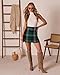 onlypuff Fall Plaid Skirts for Women High Waist Bodycon Mini Skirt Ladies Above The Knee Dress Fall Fashion Outfits Green New M