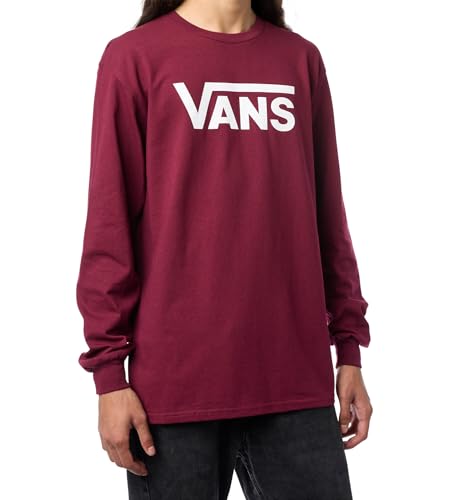 Vans Men's Classic Long-Sleeve T-Shirt | Casual Graphic Tee, Regular Fit, Soft 100% Cotton Fabric, Durable Construction Burgundy