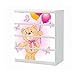 Set Möbelaufkleber für Ikea Kommode MALM 4 Fächer/Schubladen Kinderzimmer Bär Schmetterlinge Ballon Luftballons rosa gelb pink Blumen süß Tier Aufkleber Möbelfolie sticker (Ohne Möbel) Folie 25B1684